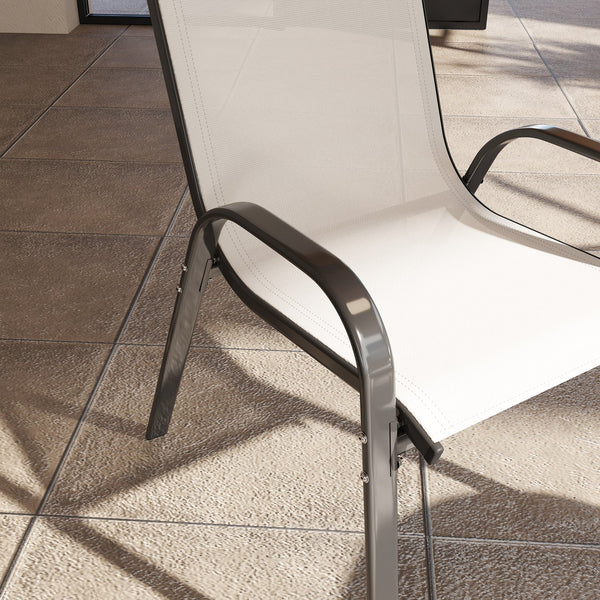 English Elm Stackable Outdoor Dining Chairs Set of 4 Mesh Back Patio Seating with Steel Frame T3971P444964