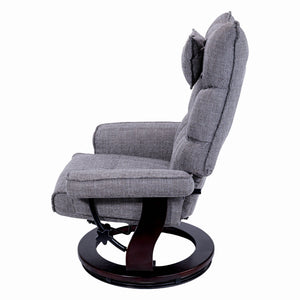 English Elm 8-point Massage Recliner with Heat Ottoman Chenille Swivel Lounge Chair W1622S00002