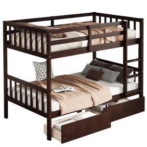 English Elm Twin Over Rubberwood Bunk Bed Convertible with Storage Drawers and Safety Rails W504S00298