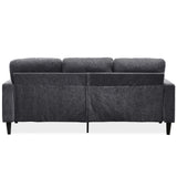 English Elm Modern Design Chenille 3 Seat L-Shape Sectional Sofa With Storage Chaise For Apartment, Studio, Office,Living Room,L Shape-Dark Grey