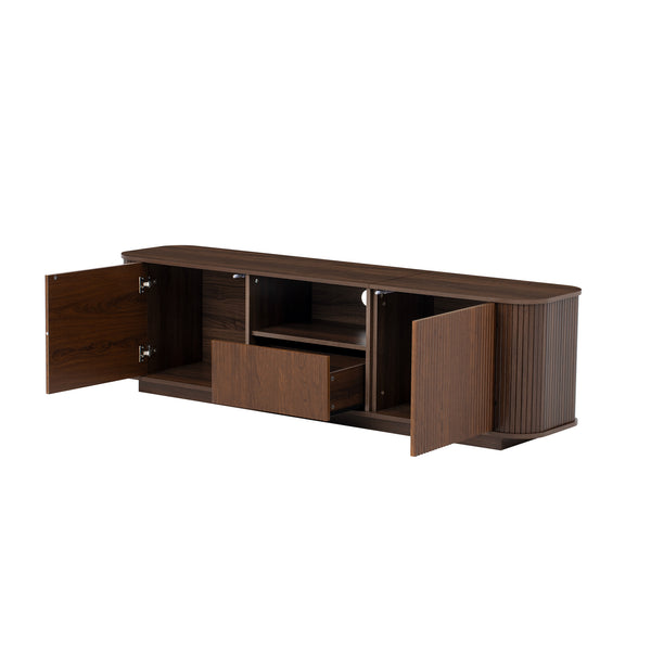 English Elm 70-inch Media Console with Sliding Groove Doors Solid Pine Legs and Cable Management N710P427899P