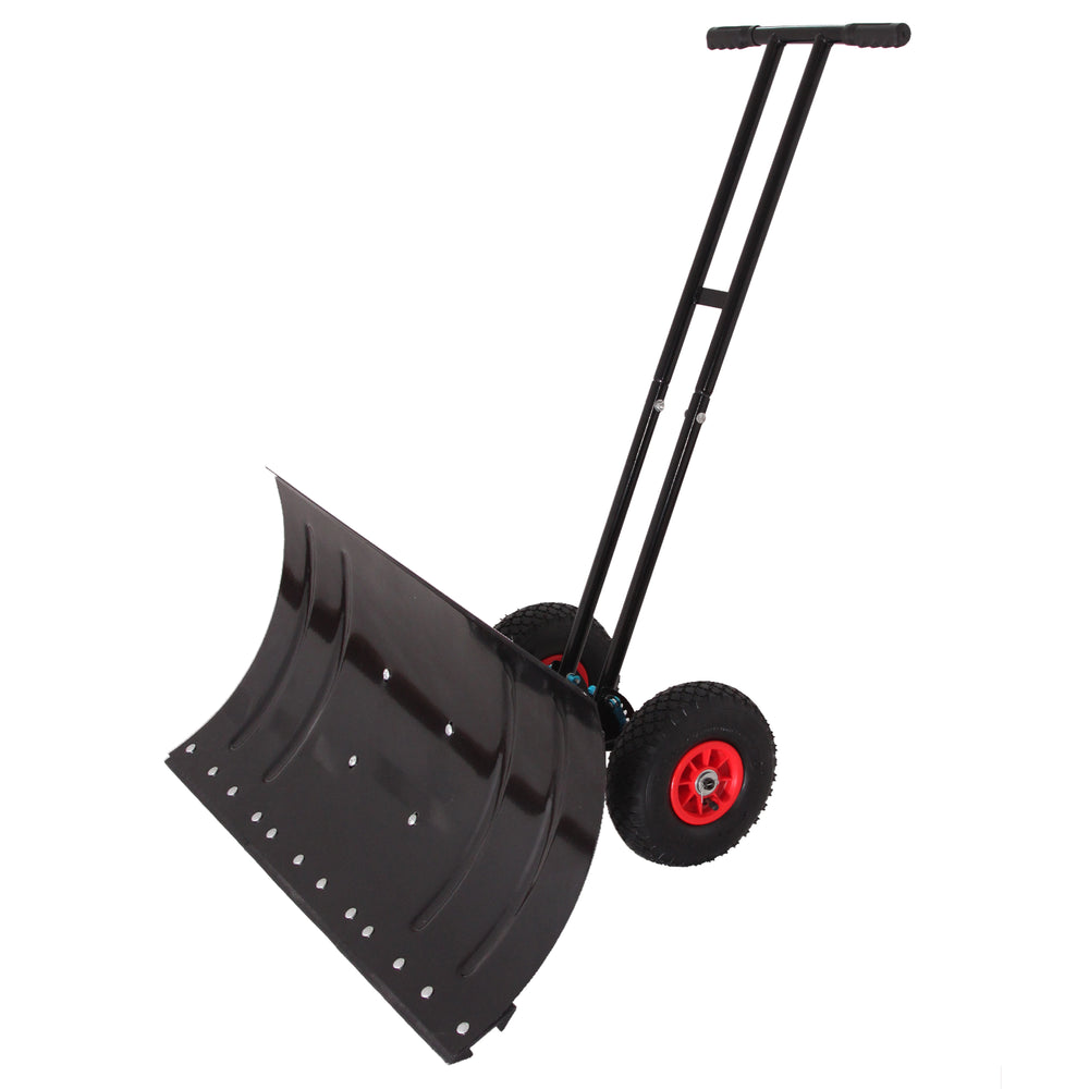 English Elm 30" Carbon Steel Snow Pusher with Wheeled Frame and Adjustable Ergonomic Handle W1422P362636