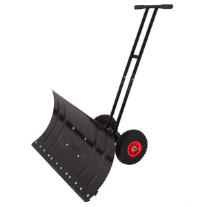English Elm 30" Carbon Steel Snow Pusher with Wheeled Frame and Adjustable Ergonomic Handle W1422P362636