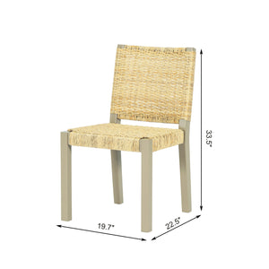 English Elm Modern Farmhouse Extendable Dining Table Set with Handwoven Rattan Chairs, Child‑Safe Rounded Edges, Expandable for 4‑8 Guests Gold TWSET2025-1E