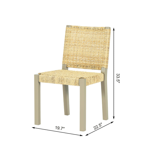 English Elm Modern Farmhouse Extendable Dining Table Set with Handwoven Rattan Chairs, Child‑Safe Rounded Edges, Expandable for 4‑8 Guests Gold TWSET2025-1E