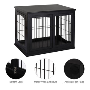 English Elm Pawhut Stylish Dog Crate End Table – Dual-Purpose Furniture For Small Dogs, Lockable Door & Modern Design W2225P217154-GIGA
