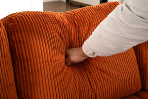 English Elm Sectional Corduroy Sleeper Sofa with Storage and Charging Ports for Small Spaces Orange W1361S00076