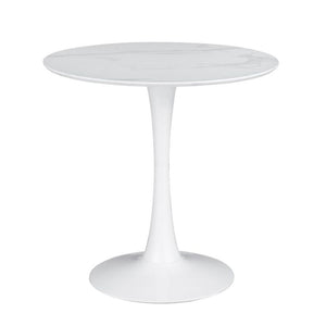 English Elm Round 30-inch Faux Marble Top Dining Table with Tulip Base, Mid-Century Elegance for Cozy Nooks B016P369803