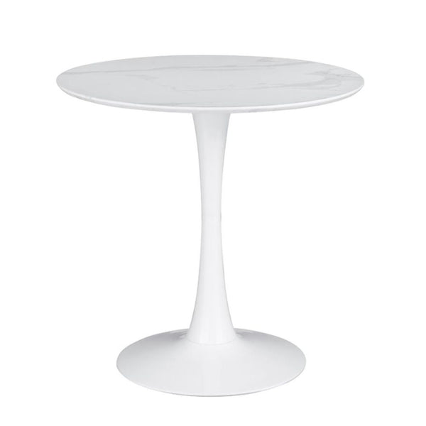 English Elm Round 30-inch Faux Marble Top Dining Table with Tulip Base, Mid-Century Elegance for Cozy Nooks B016P369803