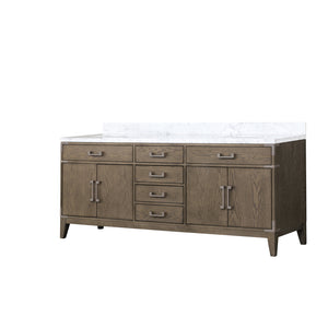English Elm Grey Oak Double Bath Vanity 80" W With Durable Carrara Marble Top & Ample Storage Solutions B2731P259931