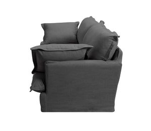 English Elm 87.4'' Modern Comfy Upholstered Sofa Cloud Couch - Deep Seat, Removable Washable Covers, Plush Dark Gray W2357P272956