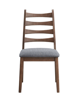 English Elm Mayah Dark Gray Linen Side Chair Set of 2 with Walnut Finish, Padded Seat, Solid Back, 220lb Capacity B2726P284799