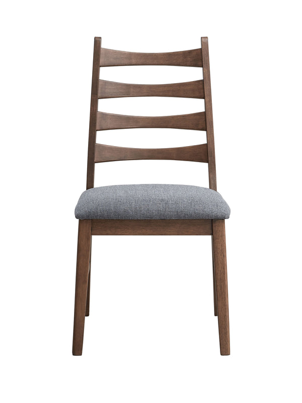 English Elm Mayah Dark Gray Linen Side Chair Set of 2 with Walnut Finish, Padded Seat, Solid Back, 220lb Capacity B2726P284799