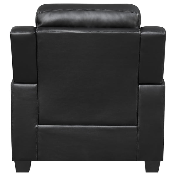 English Elm Winchell Black Tufted Upholstered Accent Chair with Padded Arms, Leatherette Comfort & Modern Elegance B062P331078