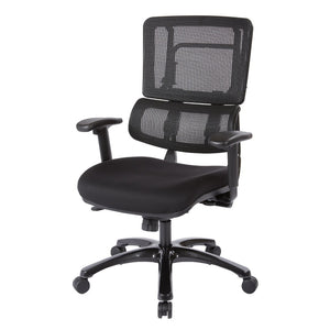 OSP Home Furnishings Vertical Mesh Ergonomic Managers Chair with Lumbar Support and Polished Aluminum Base 99663B-30
