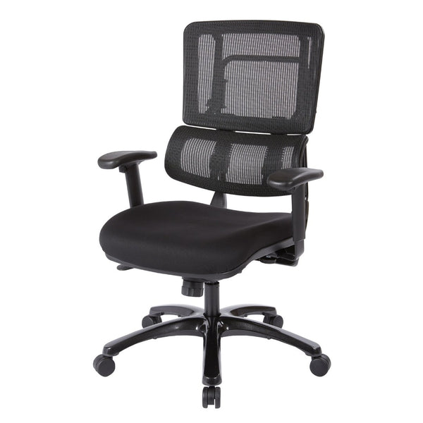OSP Home Furnishings Vertical Mesh Ergonomic Managers Chair with Lumbar Support and Polished Aluminum Base 99663B-30