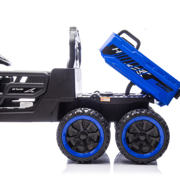 English Elm 24v Two Seat Kids Electric Dump Truck Six Wheel 4wd Utv with Parental Remote Blue W1578P268993