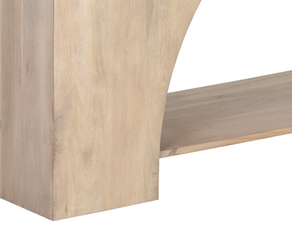 Sunpan Salma Console Table - Modern Arch Design in Solid Acacia Wood with Whitewash Finish for Elegance