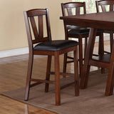 V-Back Dining Chairs Set of 2, Black Faux Leather Seat, Walnut Finish, Sturdy Design, 24