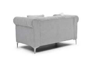 English Elm Sammy Chenille Rolled Arm Loveseat with Chrome Nailhead Trim for Modern Living Rooms B078S00648