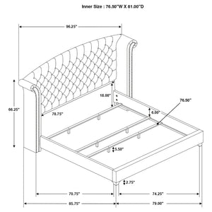 English Elm Chantel Grey Upholstered Wingback Eastern King Bed - Elegant Design, Timeless Style, Modern Comfort B062S00655