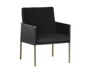 Sunpan Bellevue Lounge Chair - Elegant Upholstered Design with Antique Brass Frame and Unique Textures Abbington Black / Bravo Black