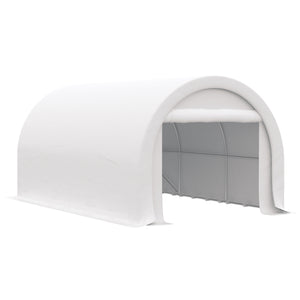 English Elm Outsunny 10x16 Portable Carport Steel Frame Pe Canopy Shelter for Vehicles Gear White W2225P200868