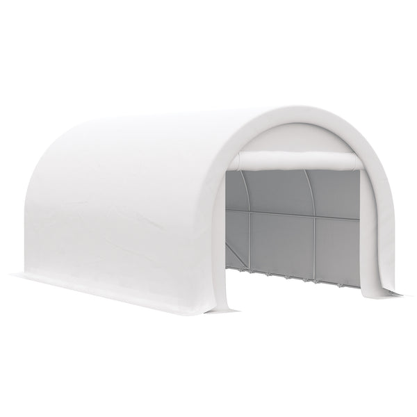 English Elm Outsunny 10x16 Portable Carport Steel Frame Pe Canopy Shelter for Vehicles Gear White W2225P200868