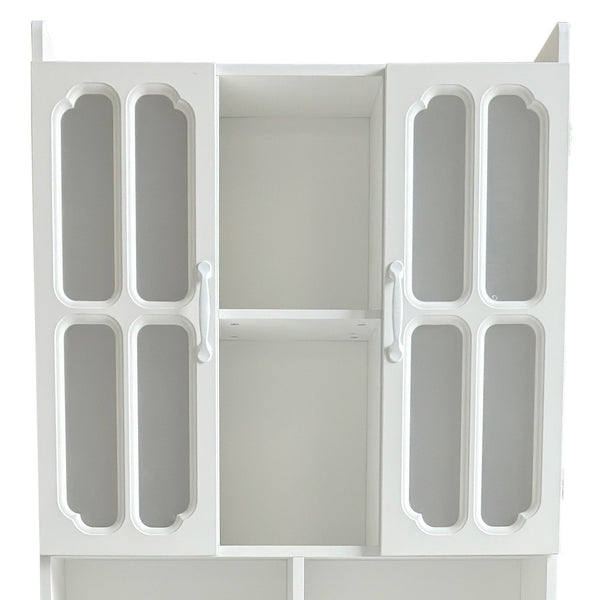 English Elm L-Shaped Corner Desk with Hutch & Drawers White — 2-in-1 Space-Saving Home Office Workstation with Ample Storage W331S00203