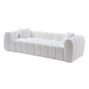 English Elm Marshmallow Cloud Sofa Oversized Boucle Four Seat Channel Tufted Living Room Couch White W5515P495925