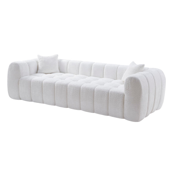 English Elm Marshmallow Cloud Sofa Oversized Boucle Four Seat Channel Tufted Living Room Couch White W5515P495925