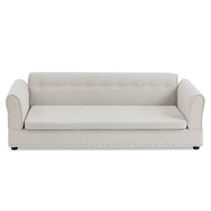 English Elm Oversized Linen Pet Sofa with Armrest Backrest for Large Dogs Modern Living Room W487P430327