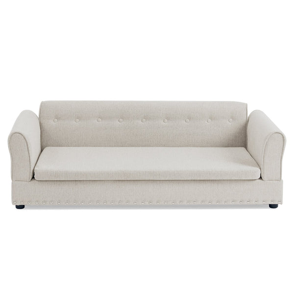 English Elm Oversized Linen Pet Sofa with Armrest Backrest for Large Dogs Modern Living Room W487P430327