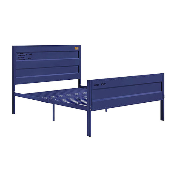 English Elm Blue Cargo Container Metal Platform Bed with Industrial Rectangular Headboard, Box-Spring Free Convenience B062P189169