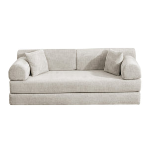 English Elm Convertible Bouclé Floor Sofa Bed Loveseat Daybed for Studio Living Room Light Camel W5532P458421