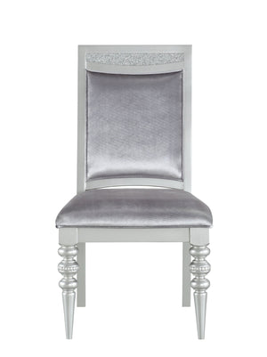 English Elm Maverick Elegant Fabric Side Chair with Rhinestone Inlays, Turned Legs & Padded Seat for Dining Silver 43 L x 23 W x 15 H B2726P269246