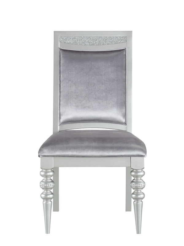 English Elm Maverick Elegant Fabric Side Chair with Rhinestone Inlays, Turned Legs & Padded Seat for Dining Silver 43 L x 23 W x 15 H B2726P269246