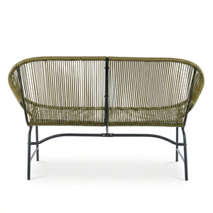 English Elm Condessa Outdoor Pe Rattan Loveseat Iron Frame Weather Resistant Patio Seating Green N775P423051G