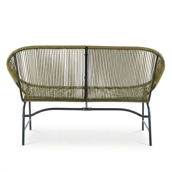 English Elm Condessa Outdoor Pe Rattan Loveseat Iron Frame Weather Resistant Patio Seating Green N775P423051G