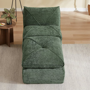 English Elm Modern Chenille Modular Sofa with Built-in Foot Pedals for Comfortable Living Rooms Green W3396P463872