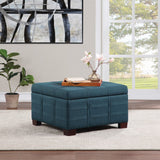 OSP Home Furnishings Detour Strap Ottoman Azure