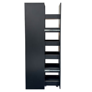 English Elm Black Slim Rolling Kitchen Cart Six Tier Pantry Organizer for Narrow Spaces W331P372820