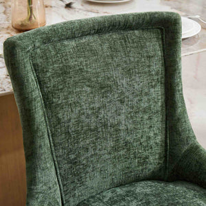 English Elm Chenille Plush Dining Chair with Curved Gold-Plated Legs, Rivet Trim, Textured Upholstery Comfort Olive Green W1143P332688