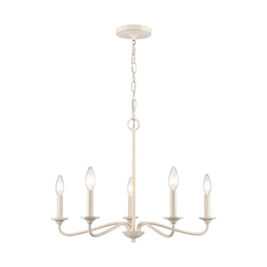 Quinn 24'' Wide 5-Light Chandelier - Antique White EC89686/5 Elk Lighting