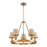 Rydell 24.5'' Wide 5-Light Chandelier - Brushed Gold and Rattan EC89756/5 Elk Lighting