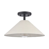 Rydell 14'' Wide 1-Light Semi Flush Mount - Matte Black and Parchment EC89764/1 Elk Lighting