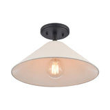 Rydell 14'' Wide 1-Light Semi Flush Mount - Matte Black and Parchment EC89764/1 Elk Lighting