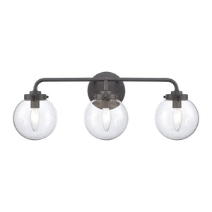 Fairbanks 22.75'' Wide 3-Light Vanity Light - Matte Black and Clear EC89934/3 Elk Lighting