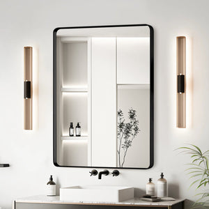 English Elm 20x30 Tempered Glass Mirror with Aluminum Alloy Frame, HD Distortion-Free Reflection, Secure Z-Bar Mounting Black T3757P347032