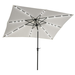 English Elm Outsunny 9' X 7' Solar Led Patio Umbrella With Tilt & Crank - Perfect For Garden, Deck, Pool & Beach W2225P174133-GIGA